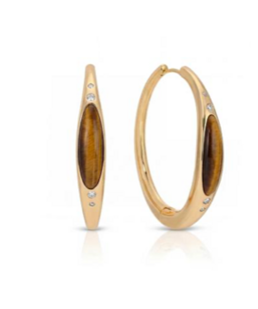 Tiger Eye Solstice Hoops YG