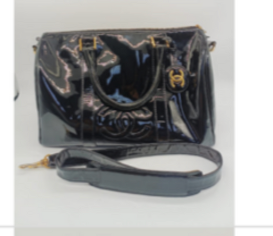 Black Patent Boston Bag