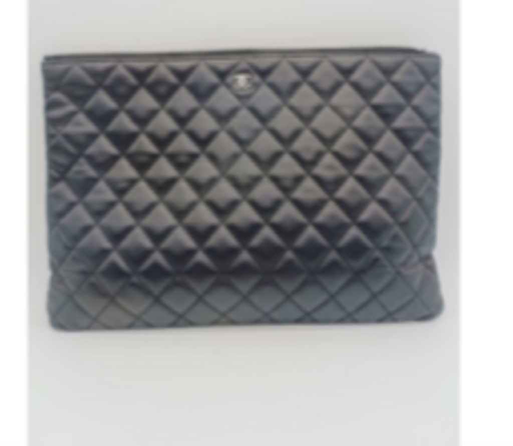 Black Leather Quilted O Case