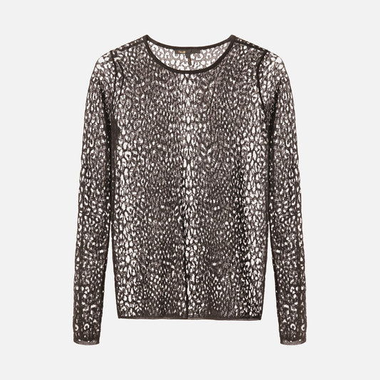 Maje Black Sheer Printed Top