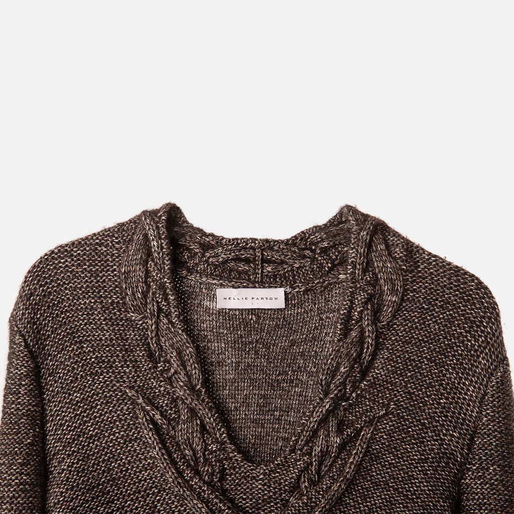Nellie Partow Brown Cable-Detail Sweater