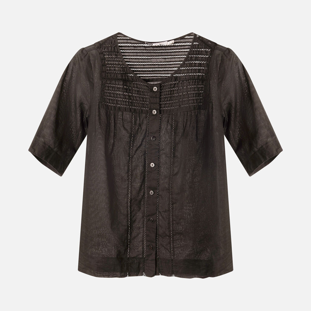 See By Chloe Black Cotton Short Sleeve Shirt