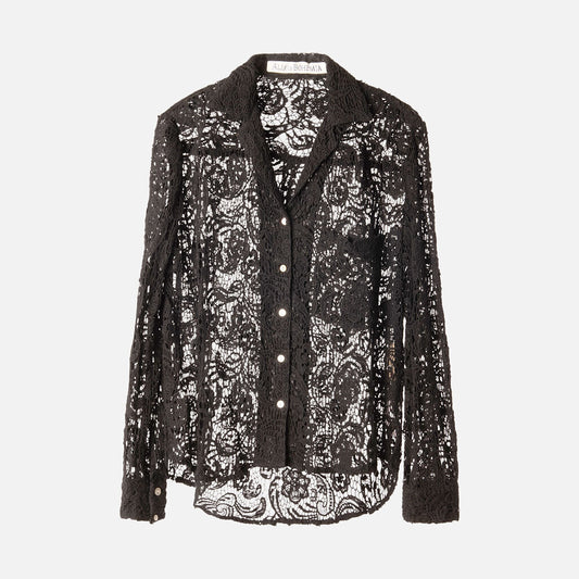 Alix of Bohemia Black Cotton Lace Knit Shirt