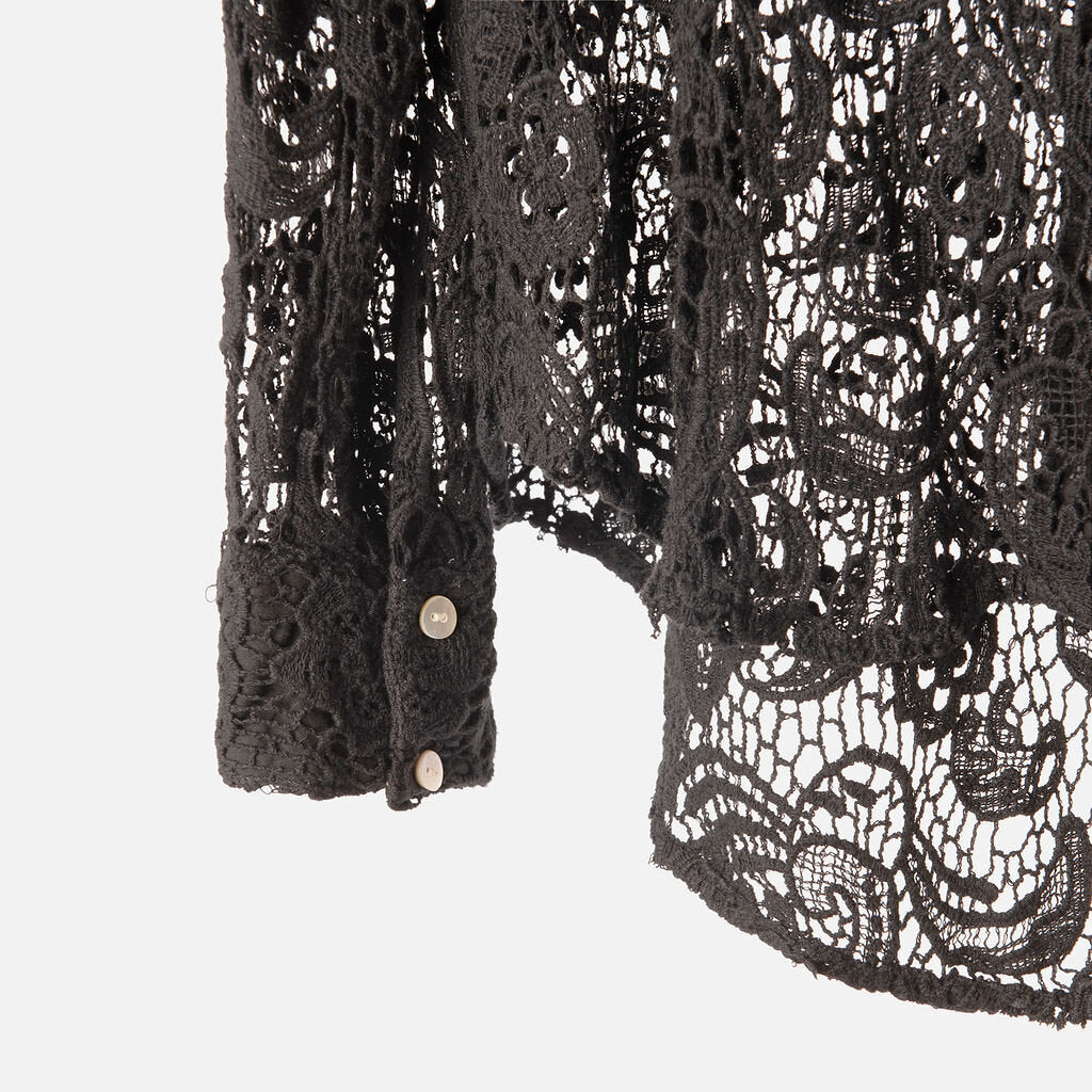 Alix of Bohemia Black Cotton Lace Knit Shirt