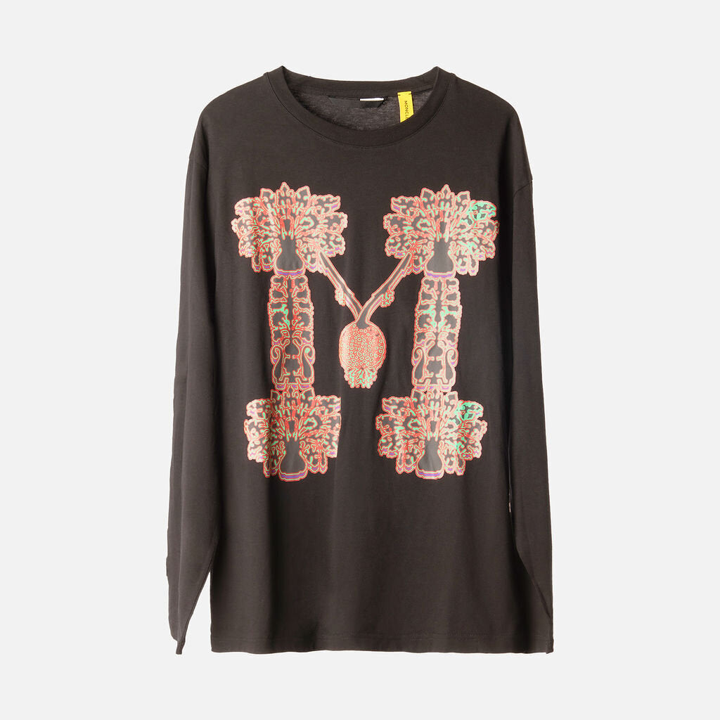 Moncler Black Cotton Logo Graphic Tee