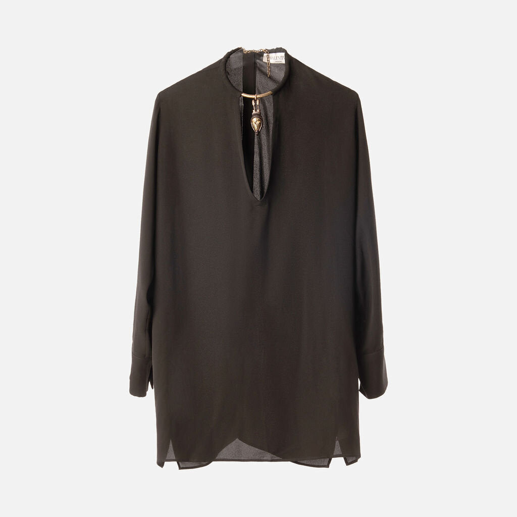 Valentino Black Silk Necklace Dress