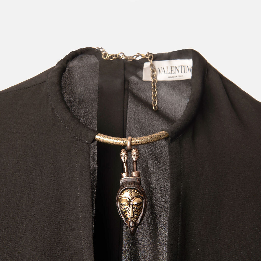 Valentino Black Silk Necklace Dress