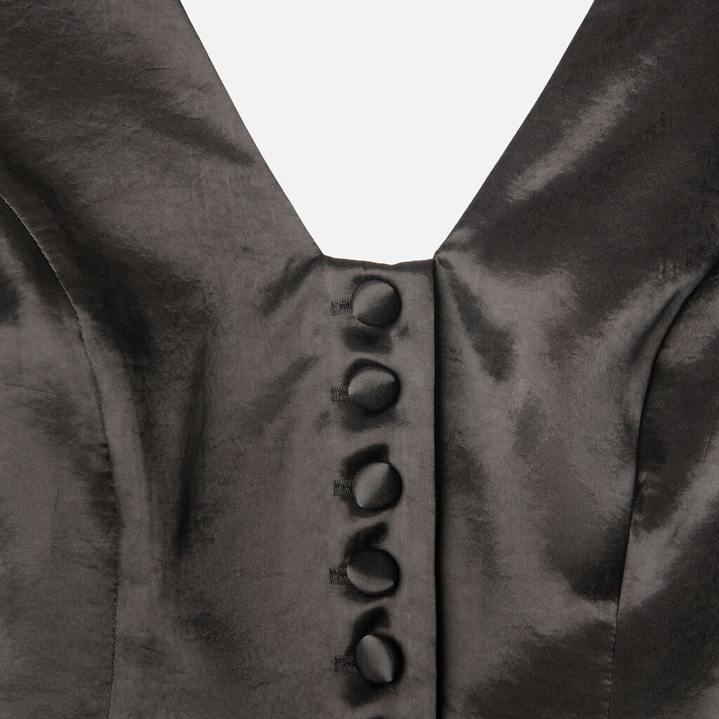 Reformation Black Poly Satin Top