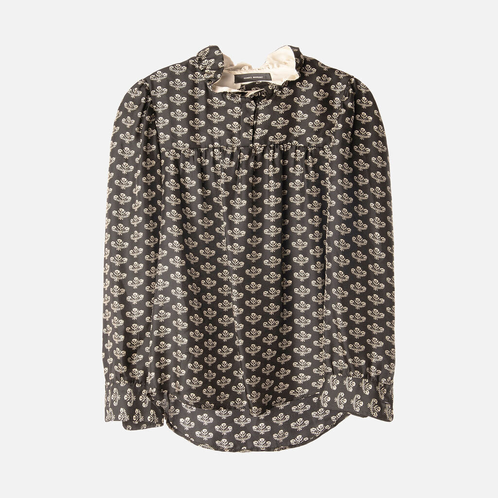 Isabel Marant Black Printed Silk Blouse