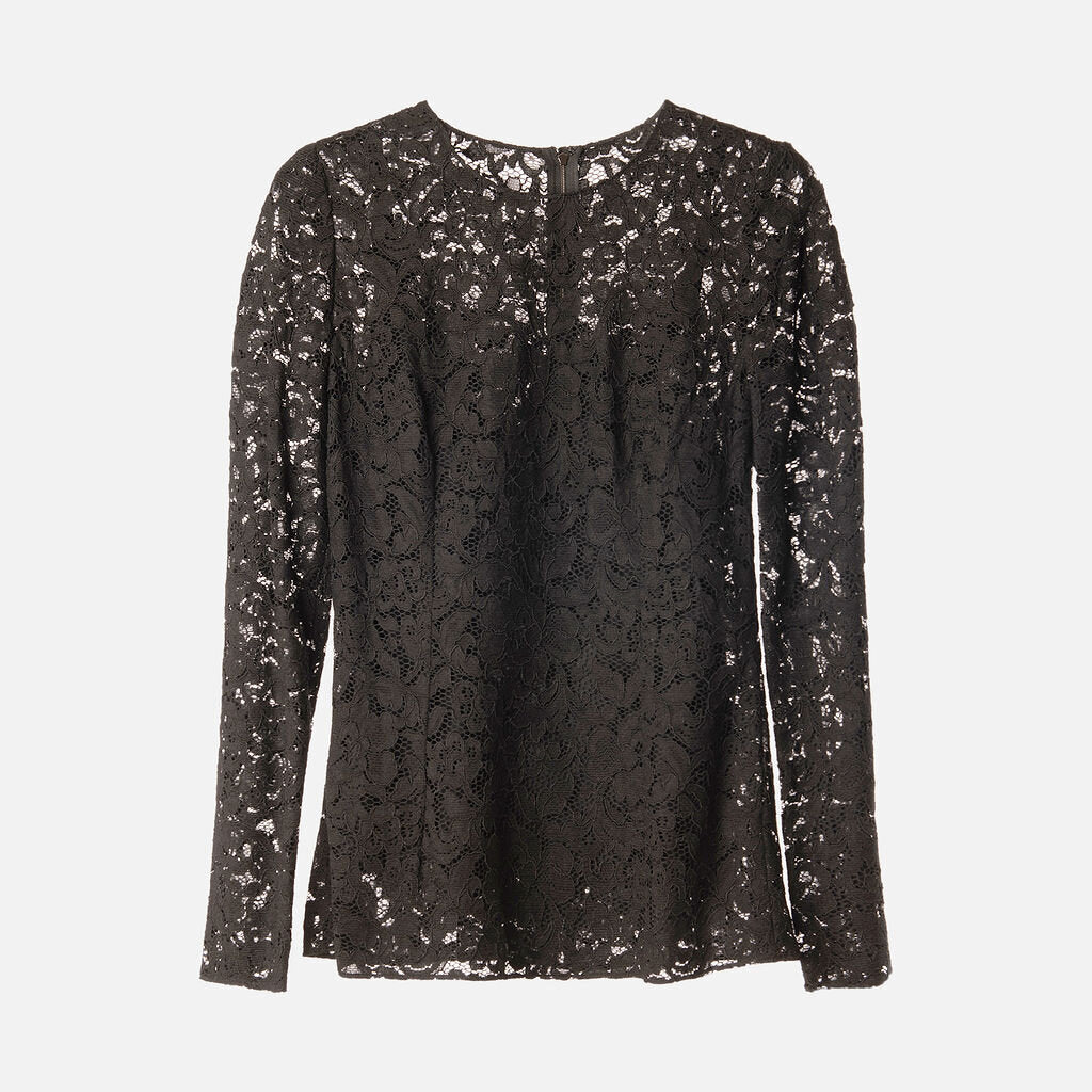 Dolce & Gabbana Black Lace Top With Silk Cami