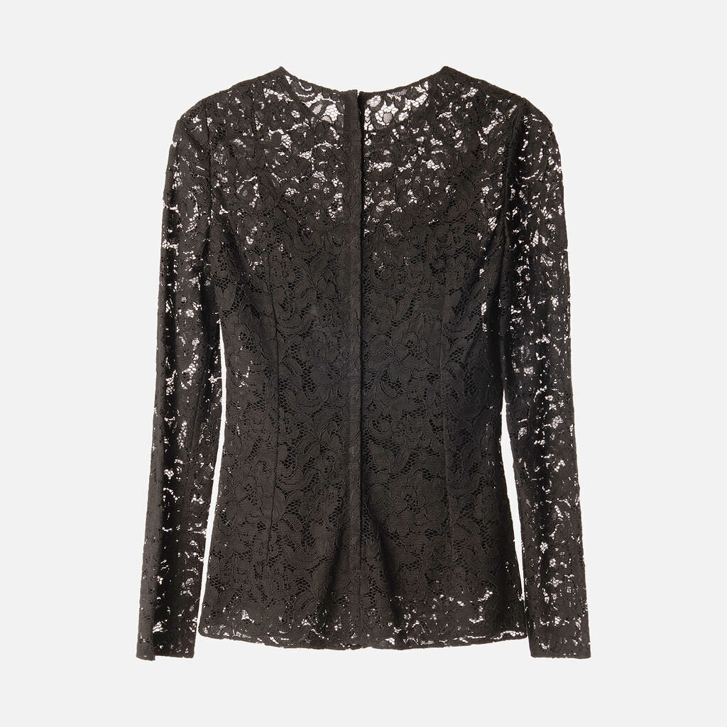 Dolce & Gabbana Black Lace Top With Silk Cami