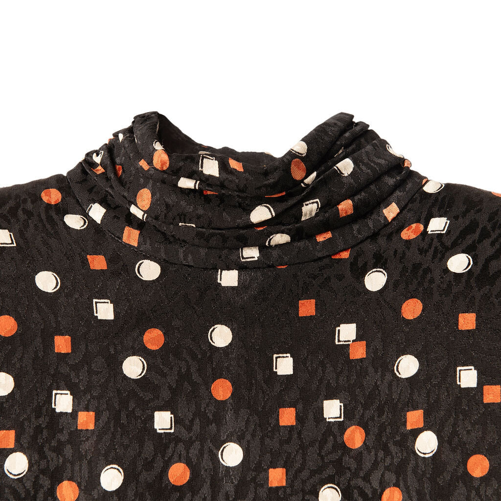 Saint Laurent Black Silk Geometric Print Blouse
