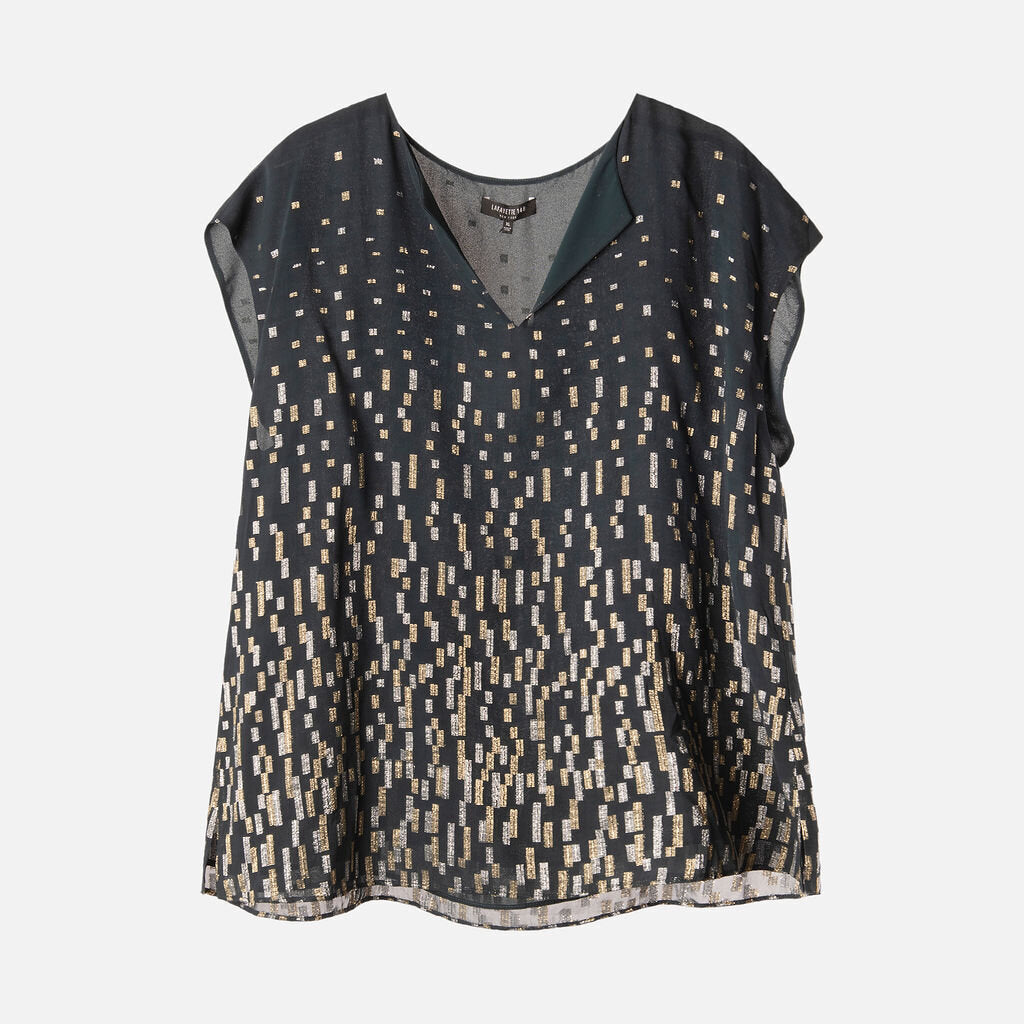 Lafayette 148 Navy Metallic Sleeveless Top