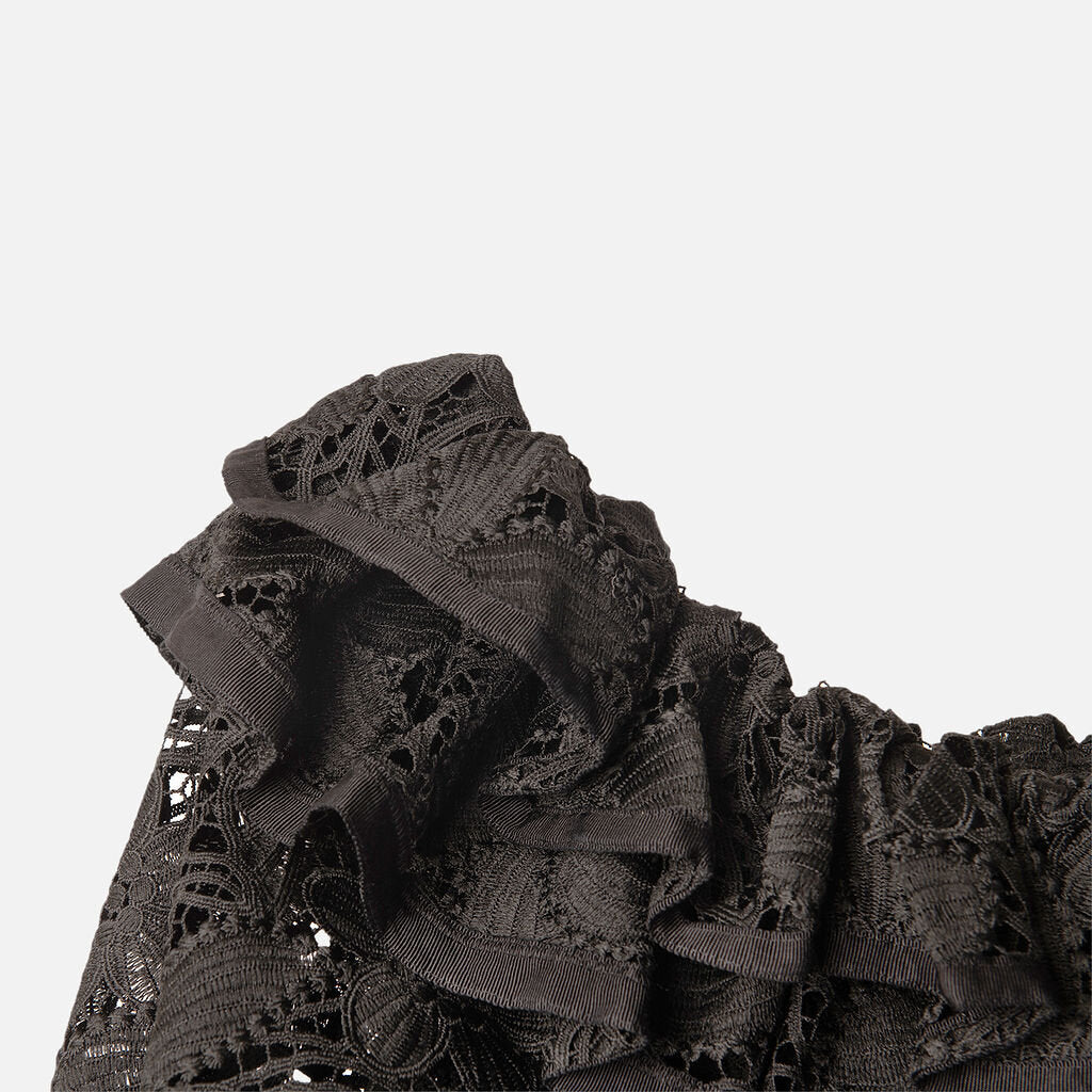 Ungaro Black Lace Off-Shoulder Top