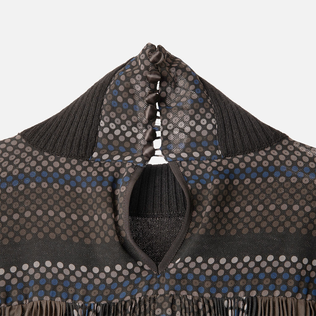 Sacai Black/Multi Wool/Poly Mixed Media Turtleneck Sweater