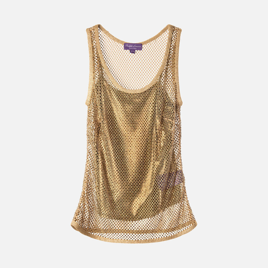 Ralph Lauren Purple Label Gold Embellished Tank Top