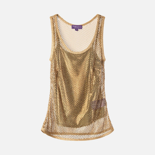 Ralph Lauren Purple Label Gold Embellished Tank Top