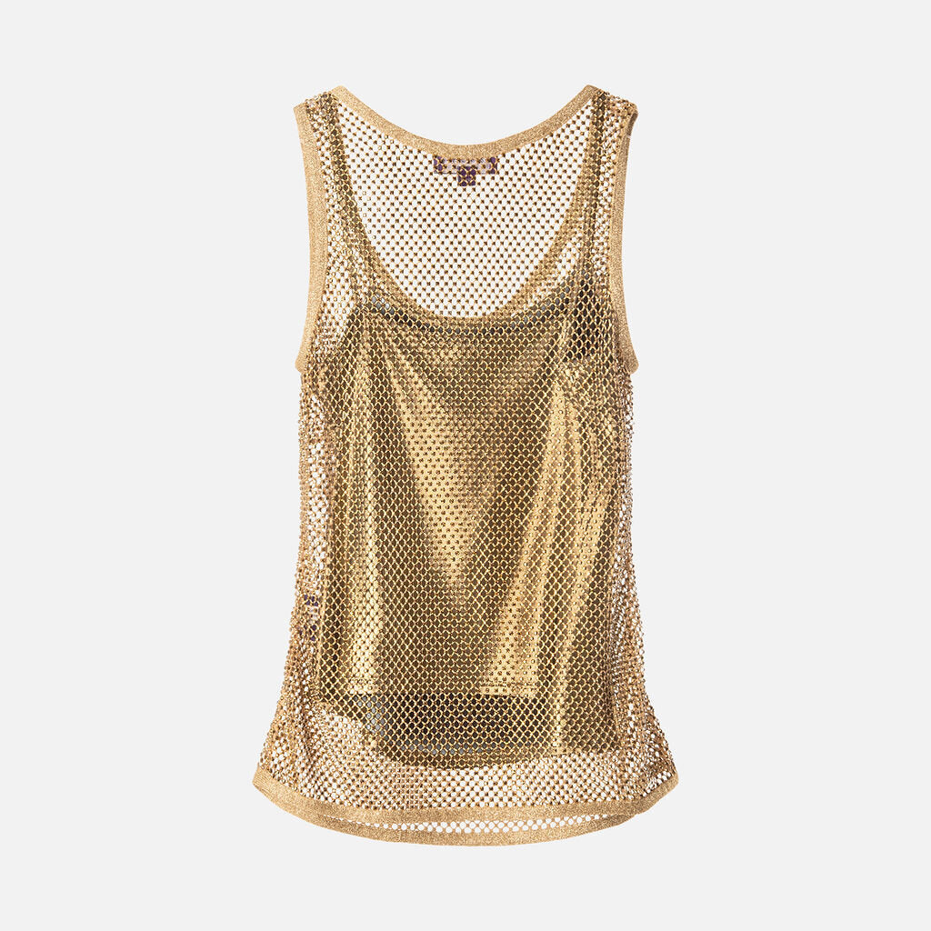 Ralph Lauren Purple Label Gold Embellished Tank Top