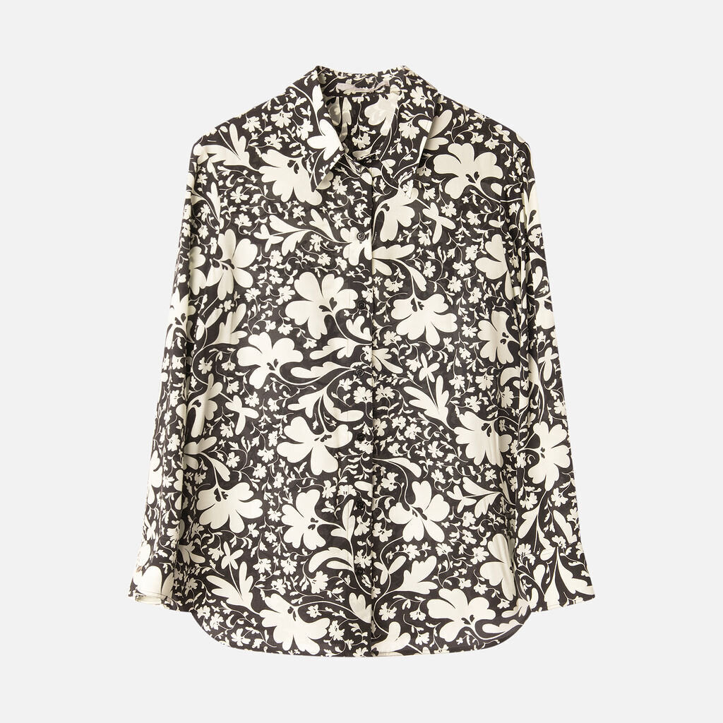 Stella McCartney Black/Cream Silk Floral Print Shirt
