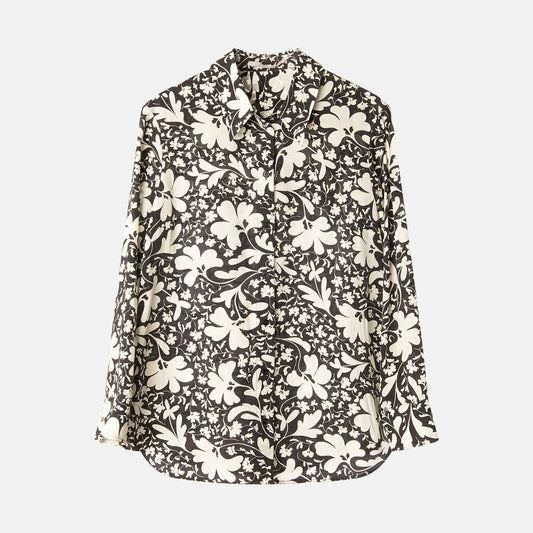 Stella McCartney Black/Cream Silk Floral Print Shirt