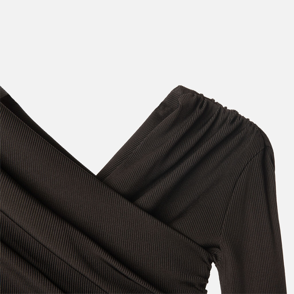 Goldsign Black Ribbed Long Sleeve Bodysuit