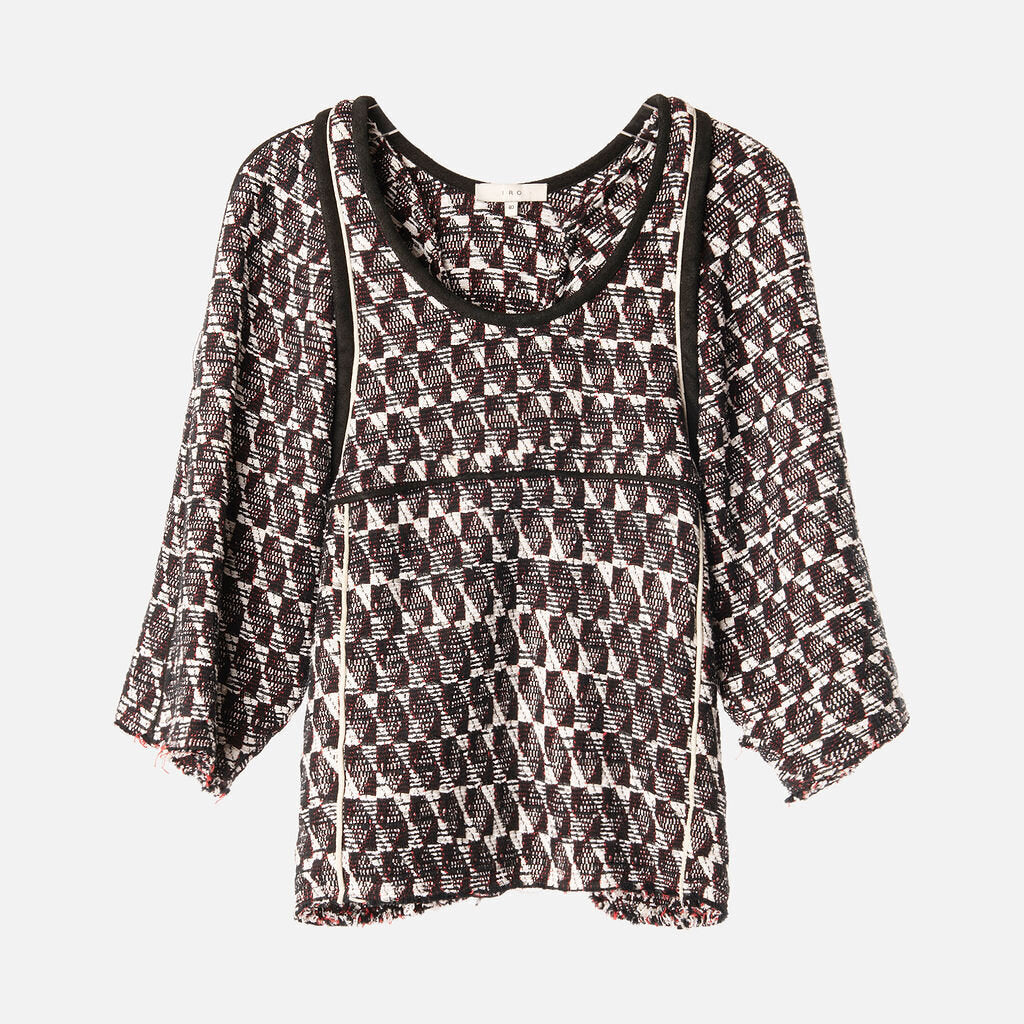 Iro Black/White Cotton Tweed Top