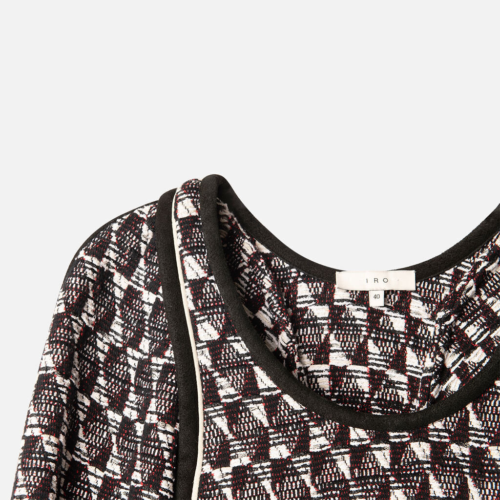 Iro Black/White Cotton Tweed Top