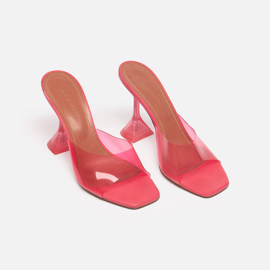 Amina Muaddi Pink Clear PVC Heel Sandal