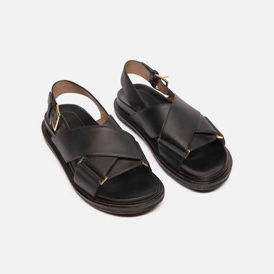 Marni Leather Sandals With Gold Detail