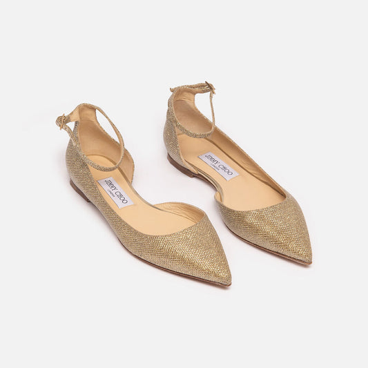 Jimmy Choo Gold Sparkly Flat