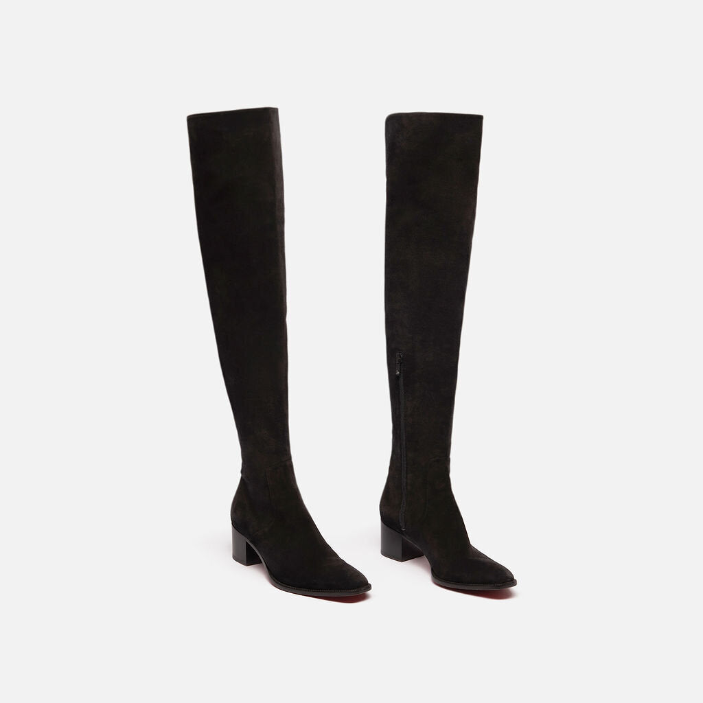 Christian Louboutin Black Suede Over Knee Tall Boot