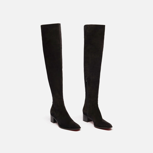Christian Louboutin Black Suede Over Knee Tall Boot