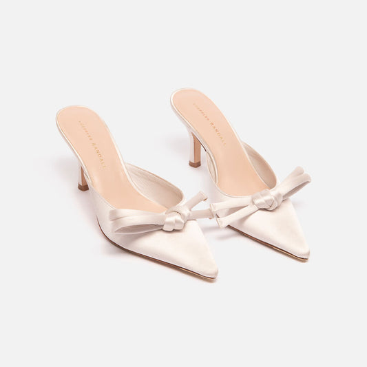 Loeffler Randall White Satin Bow Heel