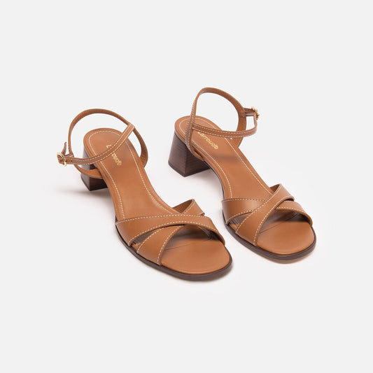 Larroude Brown Leather Heeled Sandals