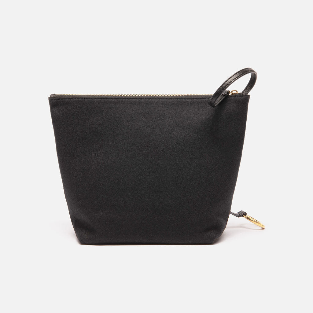 Saint Laurent Black Felt & Gold Embroidered Pochette/Wristlet