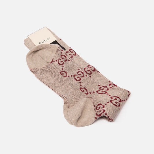 Gucci Burgundy Metallic Cotton Blend Socks