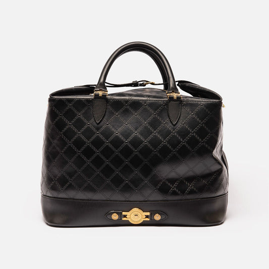Versace Black Medusa Greca Boston Bag