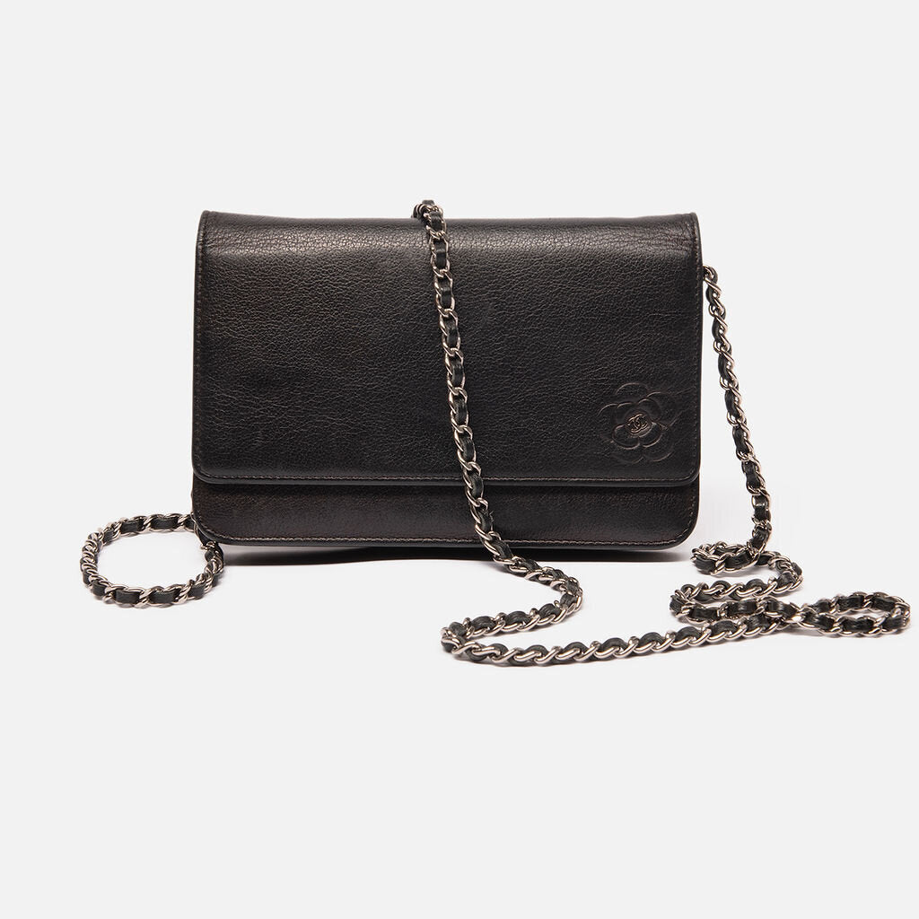 Chanel Black Leather Wallet on a Chain