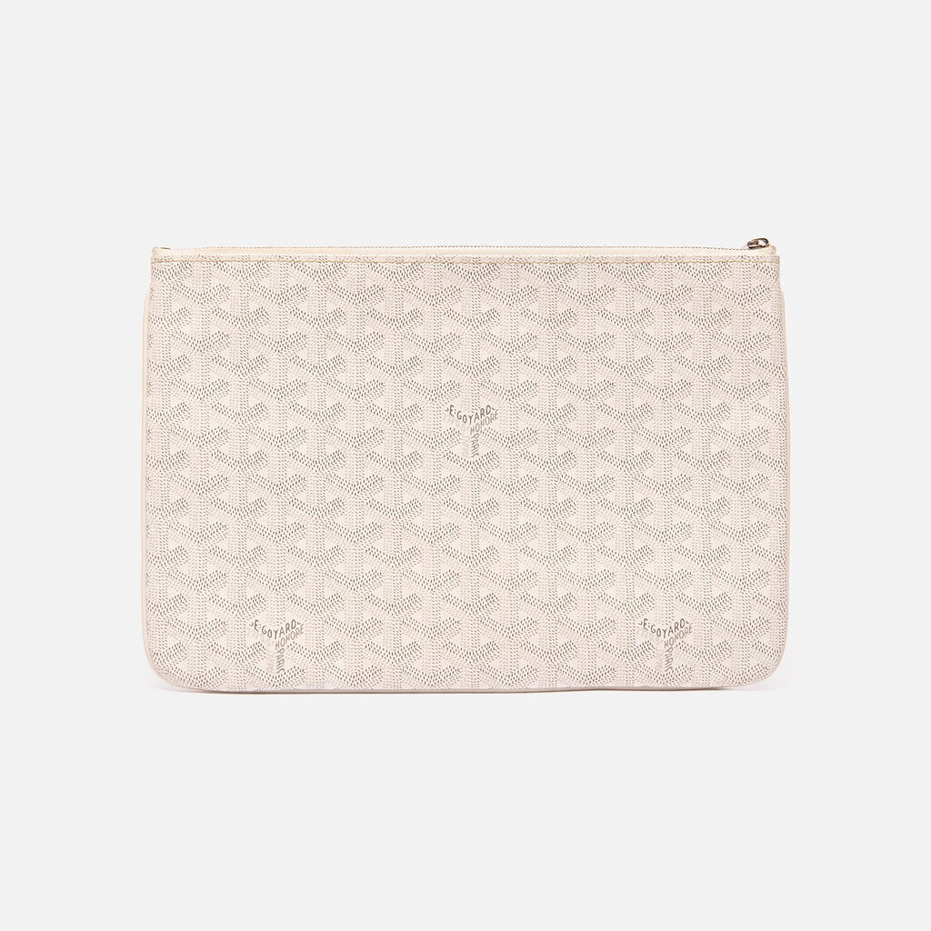 Goyard White Logo Coated Canvas Clutch