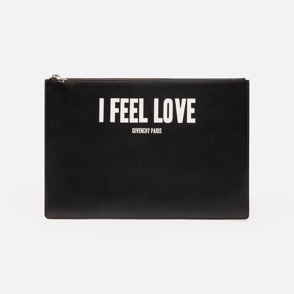 Givenchy Black Leather "I Feel Love" Clutch