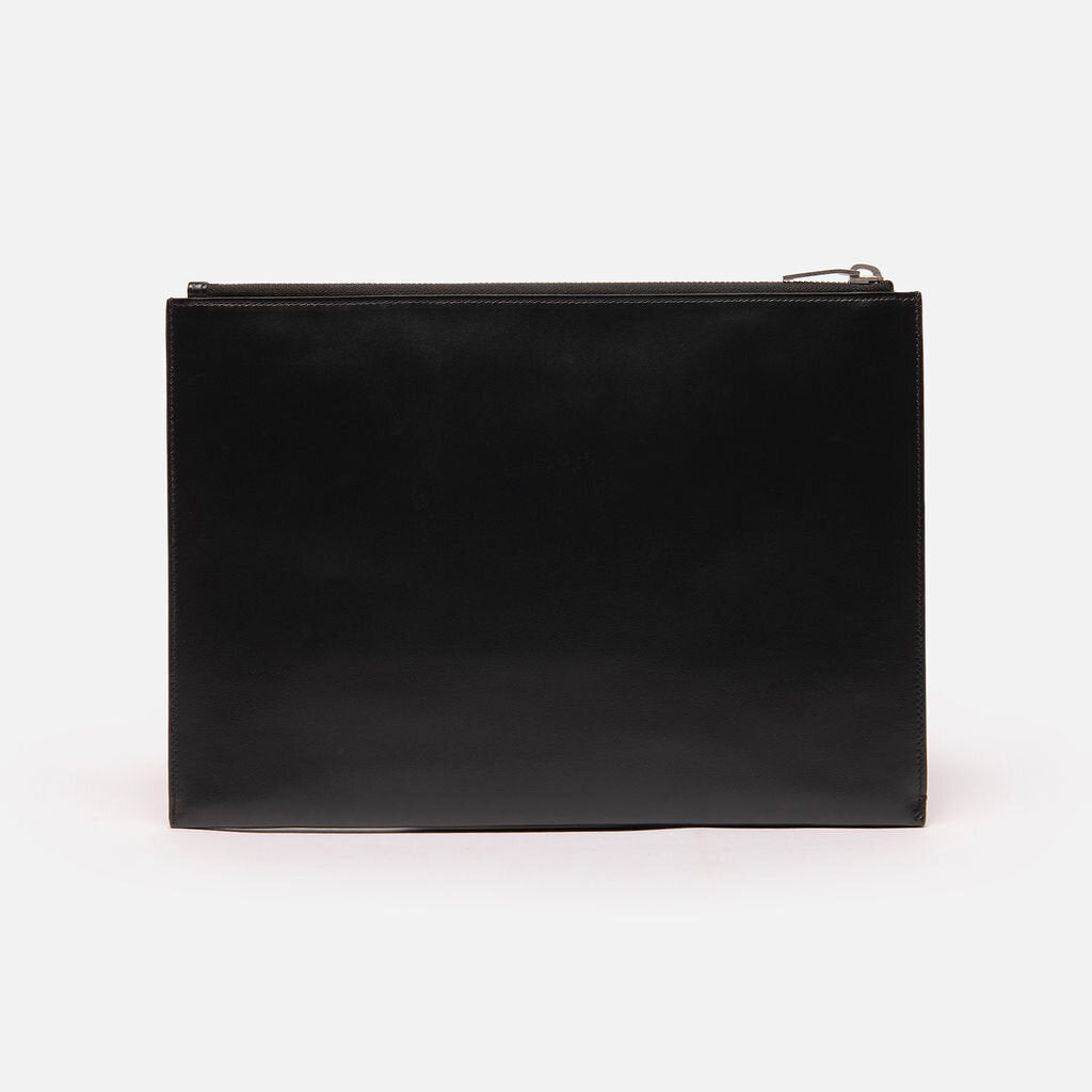Saint Laurent Black Leather Logo Tablet Pouch