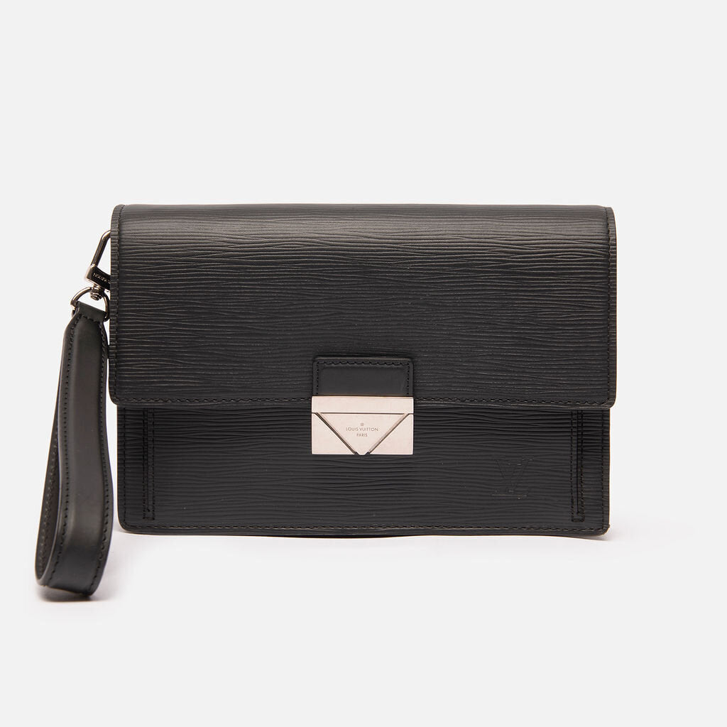 Louis Vuitton Black Epi Turn Lock Thames Clutch