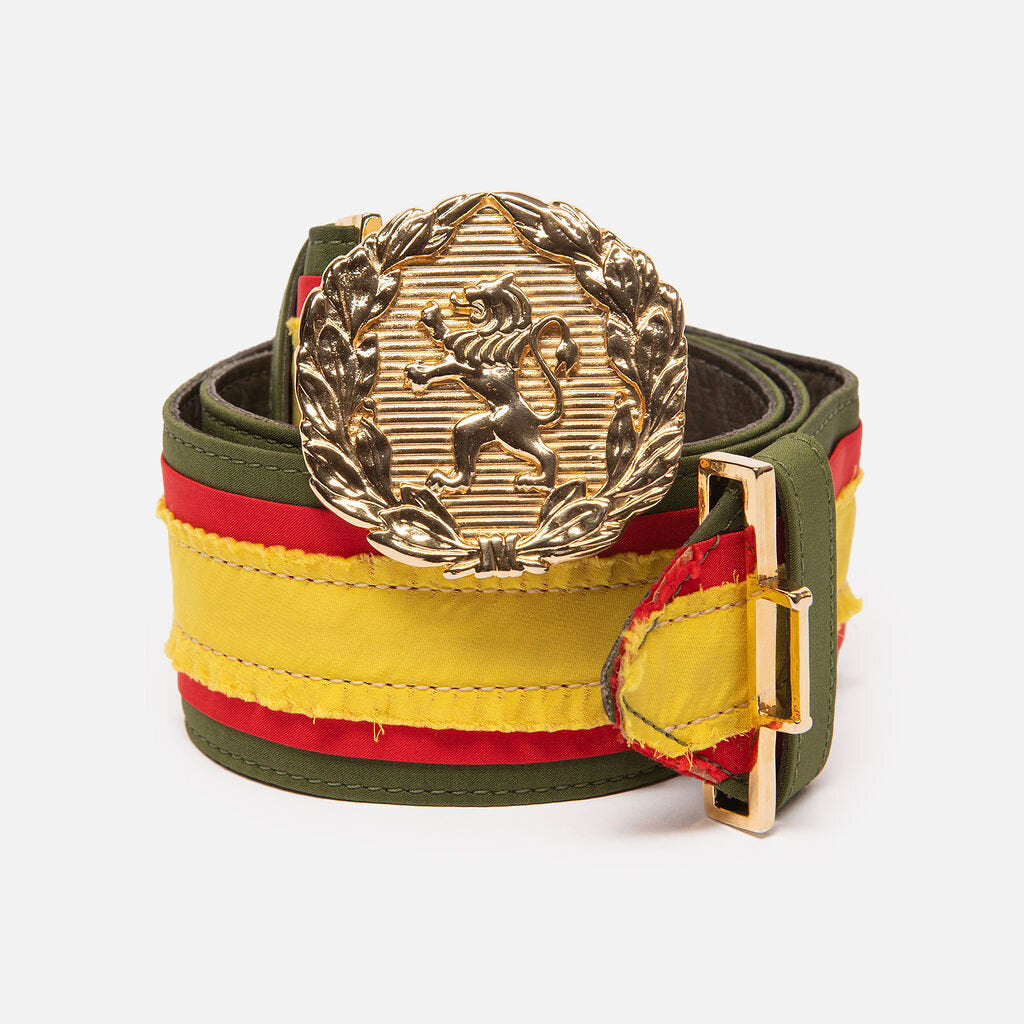 Yellow & Green Nylon Striped Belt
