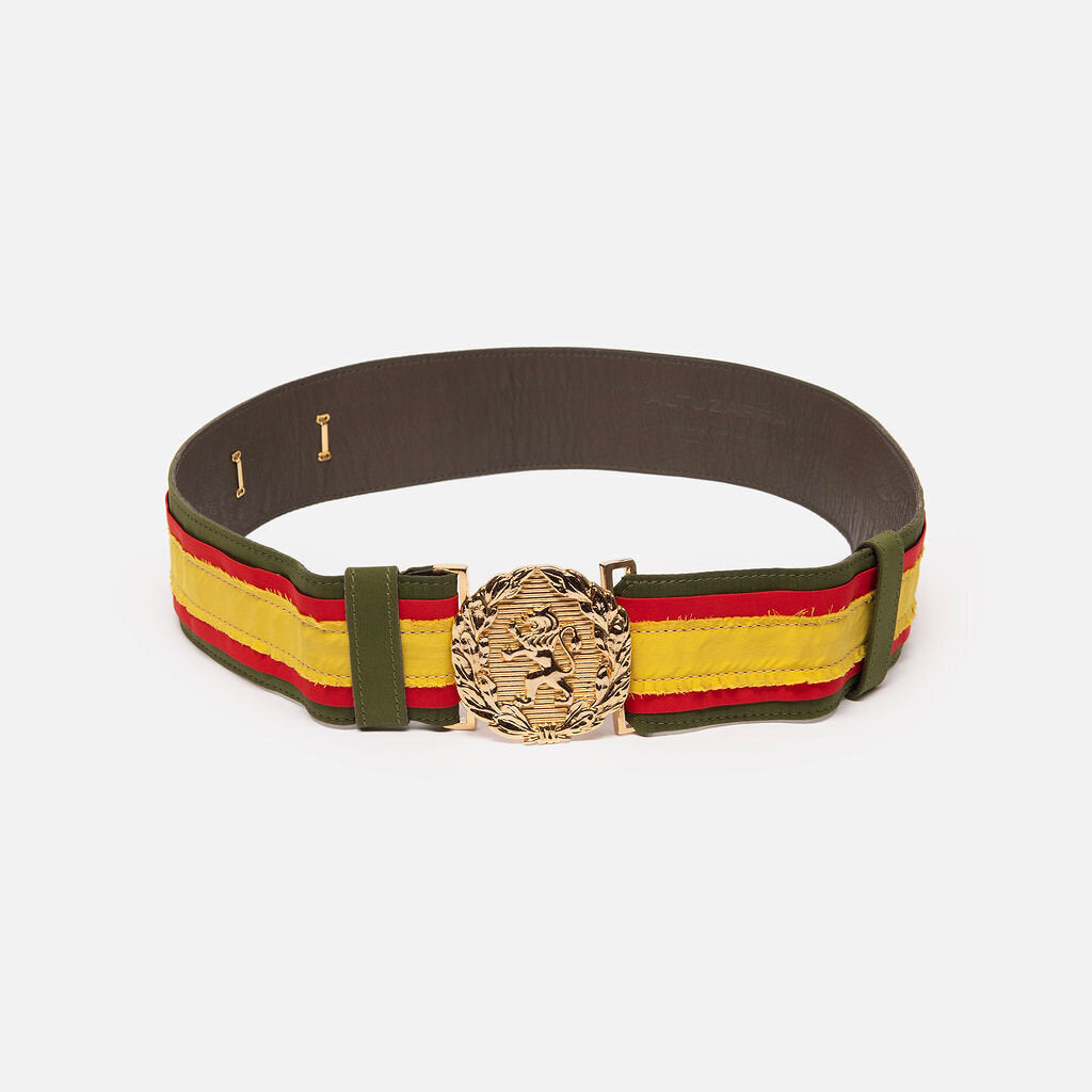 Yellow & Green Nylon Striped Belt
