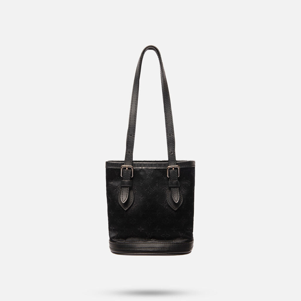 Louis Vuitton Black Mini Lin Satin Bucket Bag