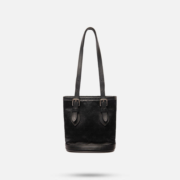 Louis Vuitton Black Mini Lin Satin Bucket Bag