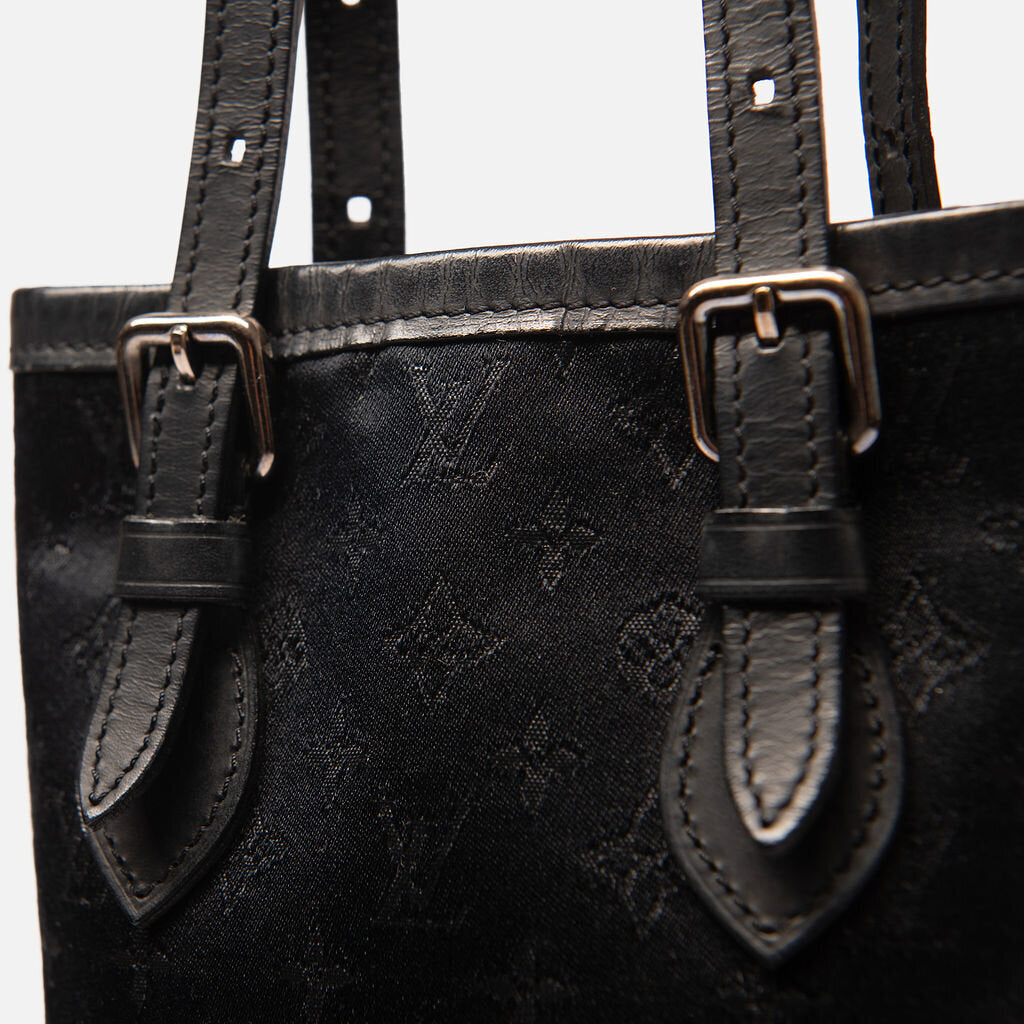 Louis Vuitton Black Mini Lin Satin Bucket Bag
