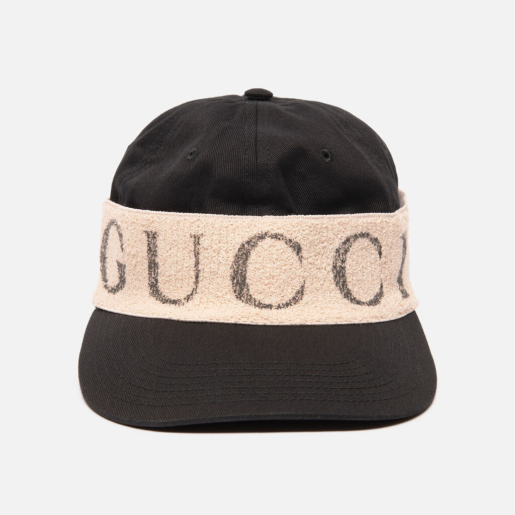 Gucci Black Terry Cloth Logo Cap