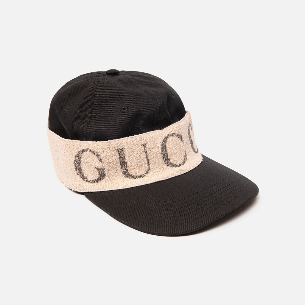 Gucci Black Terry Cloth Logo Cap