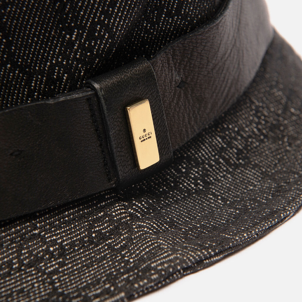 Gucci Black Monogram Bucket Hat